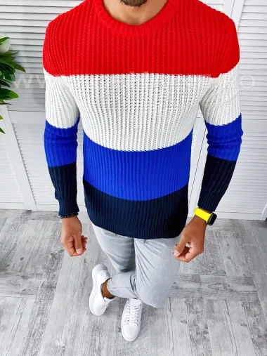 Pulover barbati gros slim fit bleumarin T3574 P18-2.2